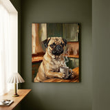 "Before Coffee" - Pug Vertical Canvas - Dog Lover Wall Art