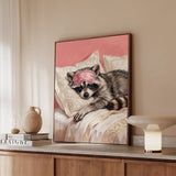 "Beauty Sleep" - Raccoon Vertical Framed Canvas - Spirit Animal Wall Art