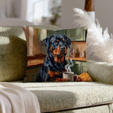 "Before Coffee" - Rottweiler Pillow Cover - Dog Lover Home Decor