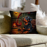 "Wine & Woof" - Rottweiler Pillow Cover - Dog Lover Home Decor
