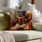 "Evening Read" - Rottweiler Throw Pillow - Dog Lover Home Decor