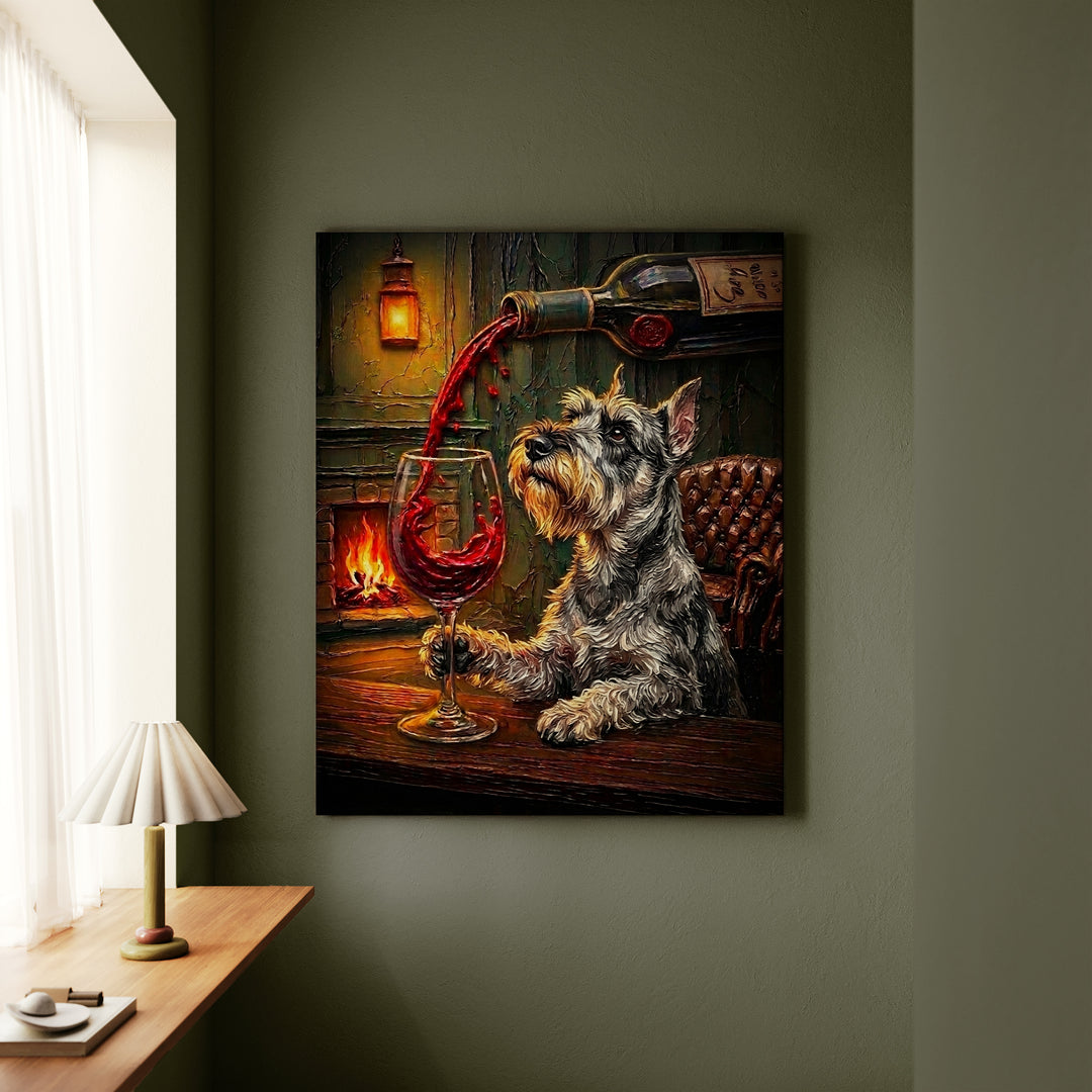 Schnauzer Wine & Woof Canvas
