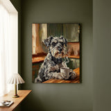 "Before Coffee" - Schnauzer Vertical Canvas - Dog Lover Wall Art