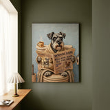 "Morning Business" - Schnauzer Vertical Canvas - Dog Lover Wall Art