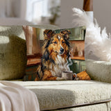 "Before Coffee" - Shetland Sheepdog Pillow Cover - Dog Lover Home Decor