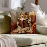 "Evening Read" - Shetland Sheepdog Throw Pillow - Dog Lover Home Decor