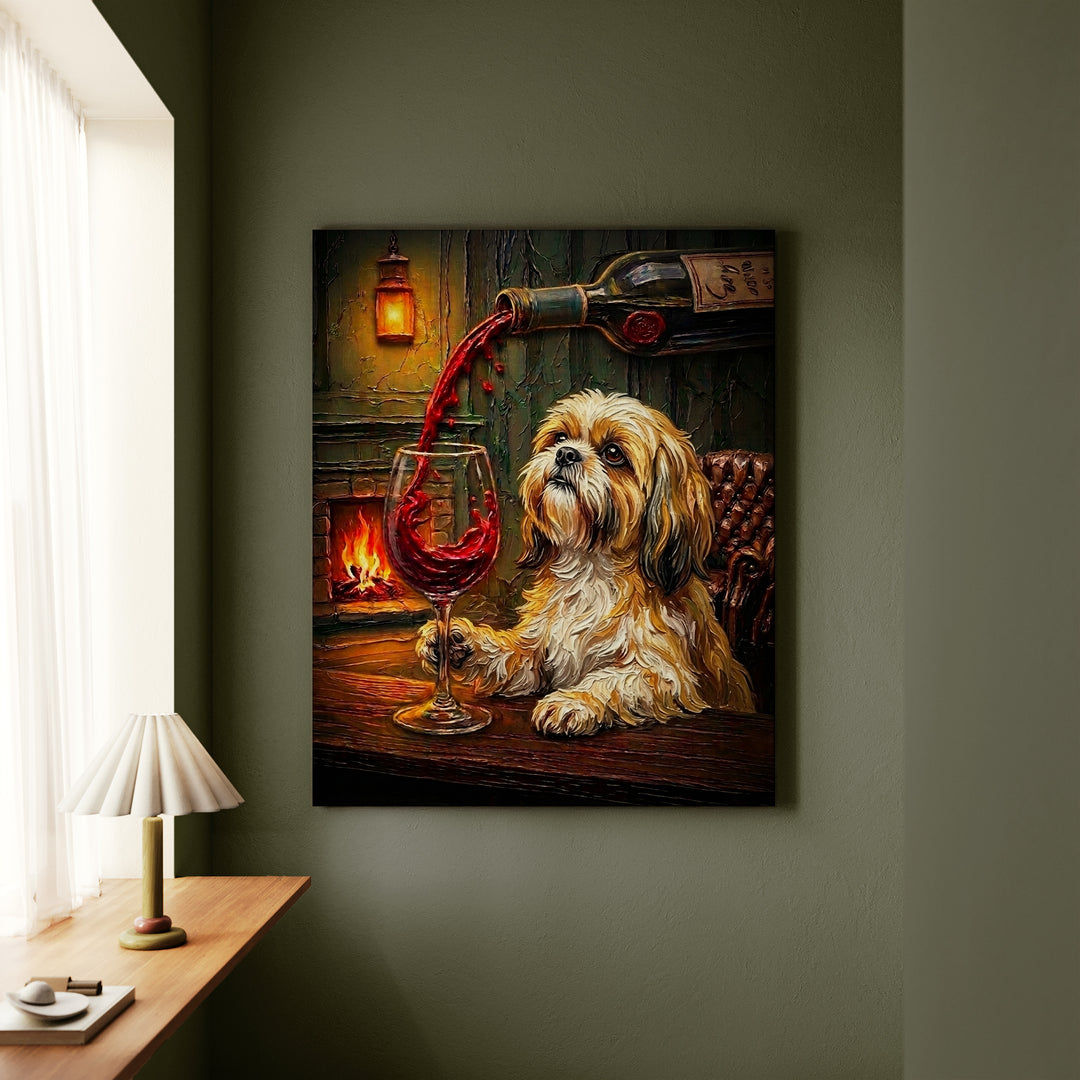 Shih Tzu Wine & Woof Canvas