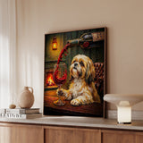 "Wine & Woof" - Shih Tzu Vertical Framed Canvas - Dog Lover Wall Art