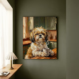 "Before Coffee" - Shih Tzu Vertical Canvas - Dog Lover Wall Art