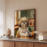 "Before Coffee" - Shih Tzu Vertical Framed Canvas - Dog Lover Wall Art