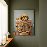 "Morning Business" - Shih Tzu Vertical Canvas - Dog Lover Wall Art