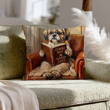 "Evening Read" - Shih Tzu Throw Pillow - Dog Lover Home Decor