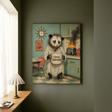"Status Surviving" - Opossum Vertical Canvas - Dark Burnout Humor Wall Art