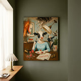 "Unfazed" - Cow Vertical Canvas - Dark Burnout Humor Wall Art