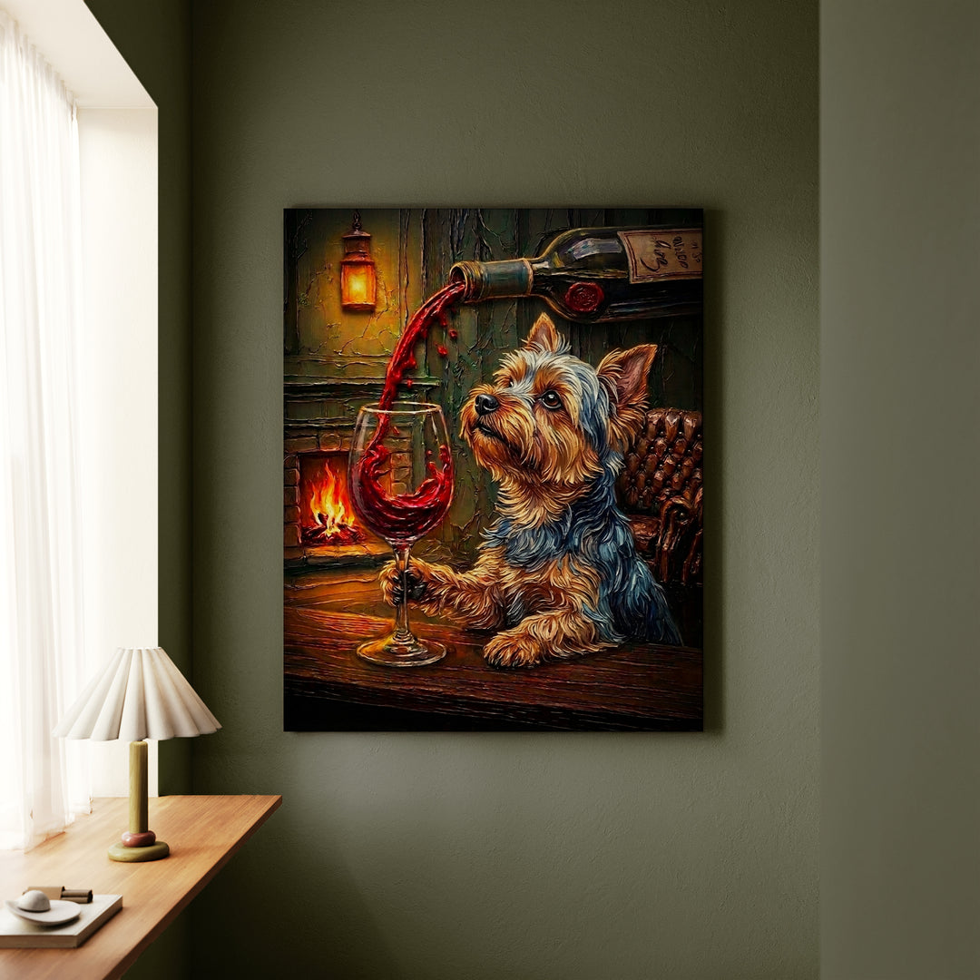 Yorkie Wine & Woof Canvas