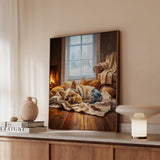"Calm Memories" - Yorkie Vertical Framed Canvas - Dog Lover Wall Art