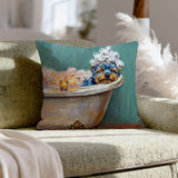 "Spa Day" - Yorkie Throw Pillow - Dog Lover Wall Art Home Decor