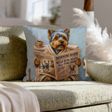 "Morning Business" - Yorkie Pillow Cover - Dog Lover Home Decor