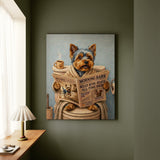 "Morning Business" - Yorkie Vertical Canvas - Dog Lover Wall Art