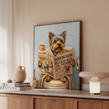 "Morning Business" - Yorkie Vertical Framed Canvas - Dog Lover Wall Art